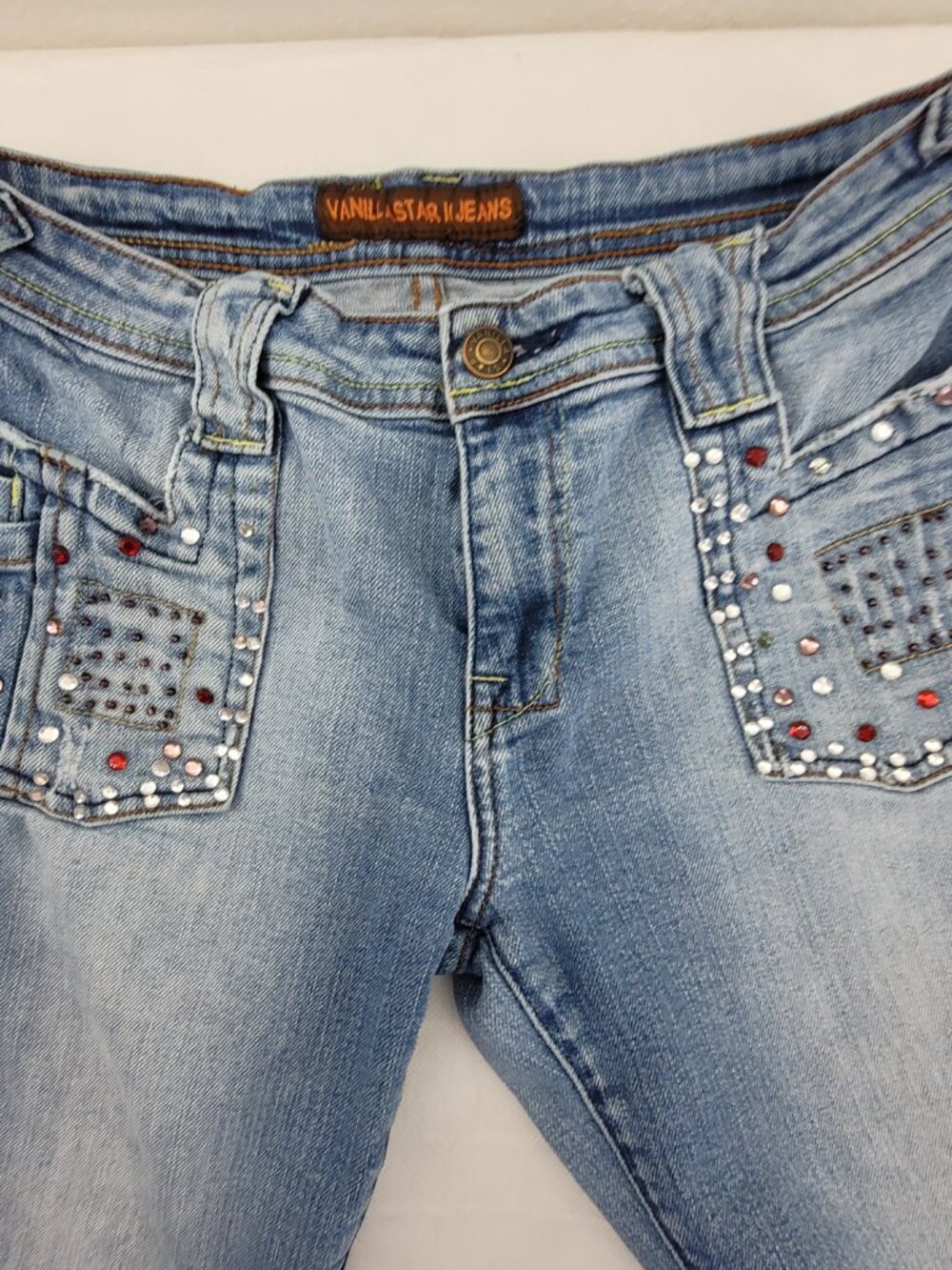 Vanilla Star Flare Jeans Women's Size 27/9 Pocket Flap Boot Cut Light Wash Y2K